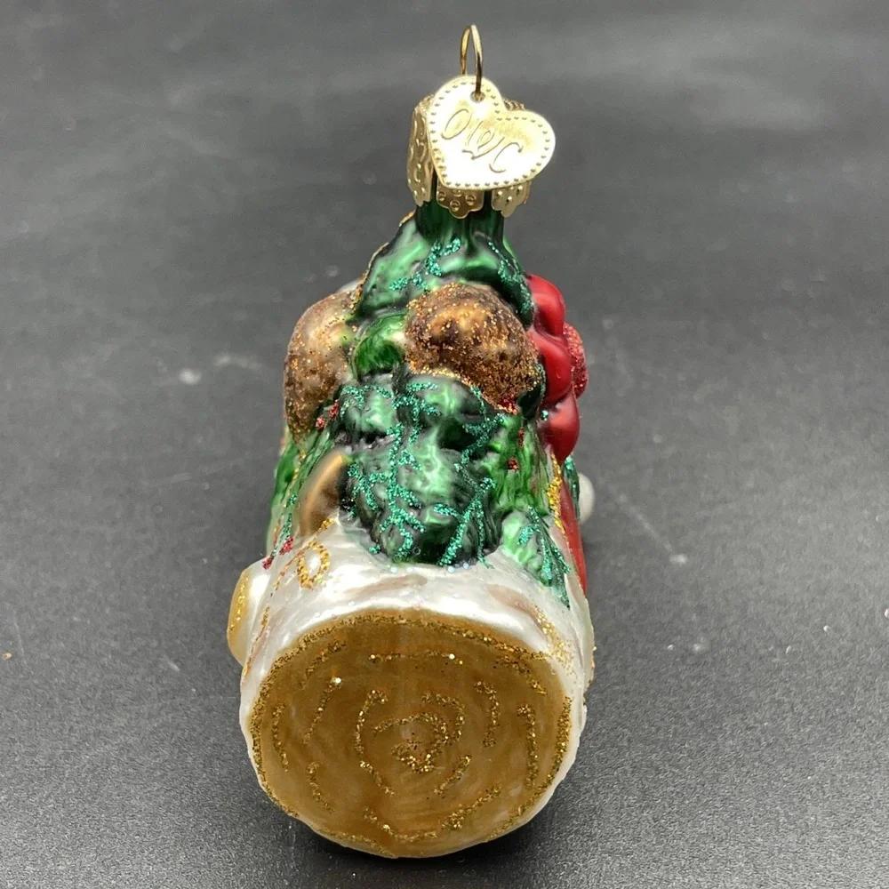 Old World Christmas / OWC Glass Ornament YULE LOG 3